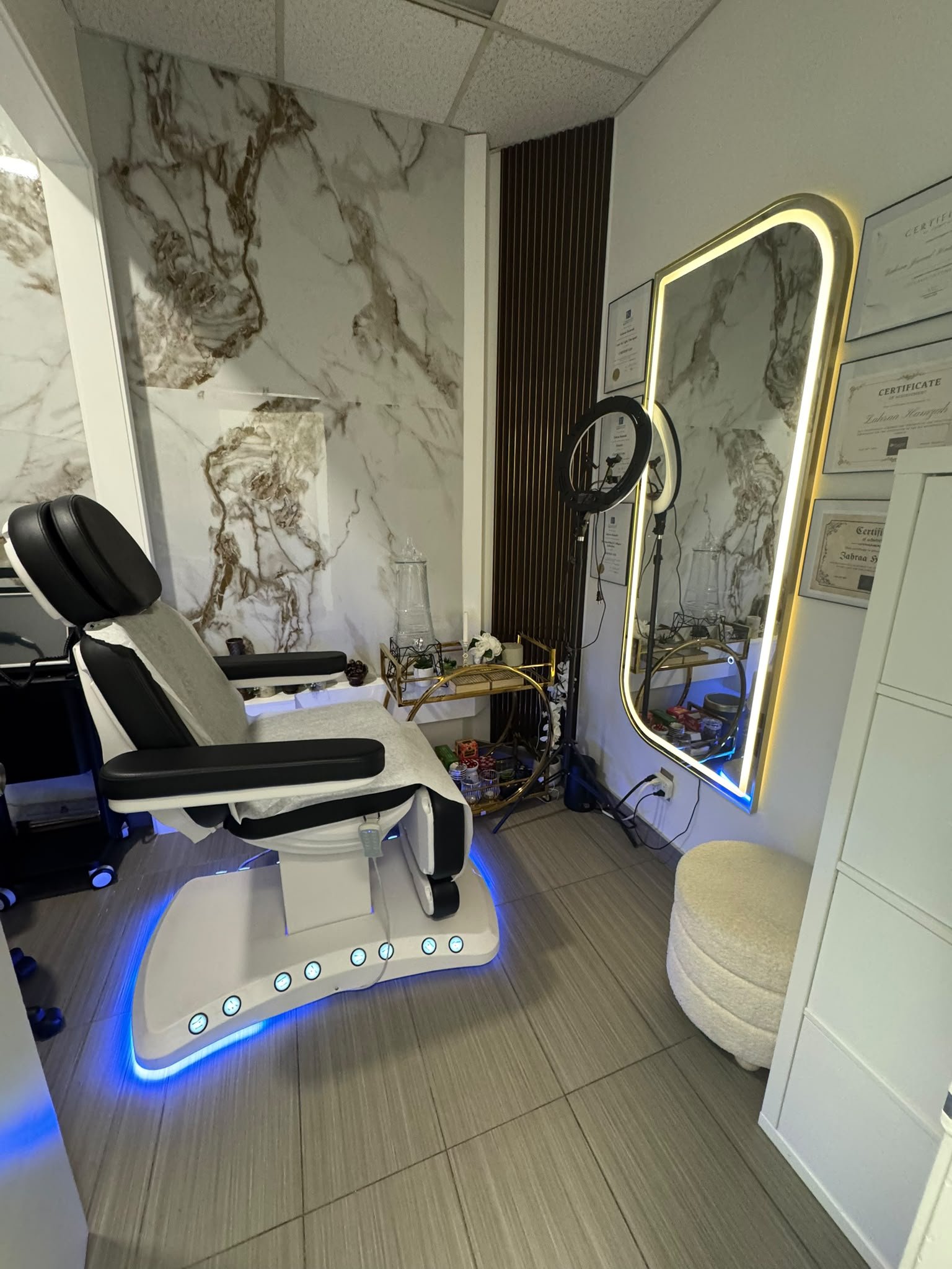 Golden Beauty Arts clinic reception inside Structure for Hair and Aesthetics in Mississauga